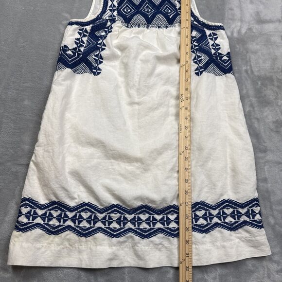 Madewell Blue White Embroidered Calista Dress XS Cotton Linen Blend Boho - Picture 3 of 7